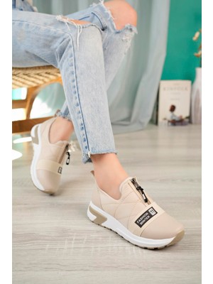 Aymood Kadın Şerit Lastik Detaylı Günlük Ayakkabı Nude Cilt