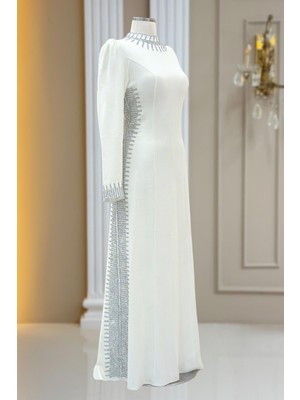 Amine Hüma Sıla Abiye Elbise Ekru