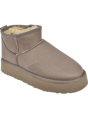 Pullman Kalın Taban Içi Müflonlu Kadın Bot PLM-201   Vizon