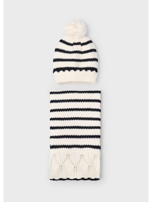 Mayoral Kız Çocuk Çizgili Atkı Bere Takımı Siyah 10070