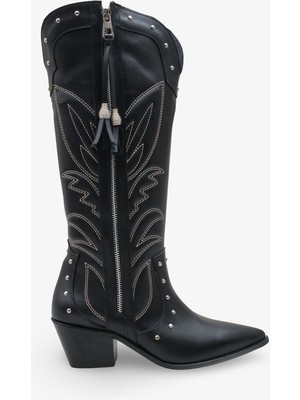Custan Kadın Western Çizme - Siyah