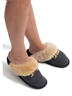 Twigy Suzi Kadın Tokalı Ev Terliği Lacivert 37/41