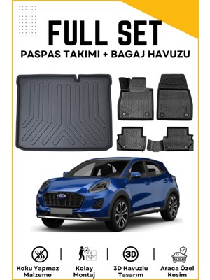 Ko Kaliteoto Ford Puma 2021 Model Alt Birebir Uyumlu Bagaj Havuzu+Paspas Seti Proxyy