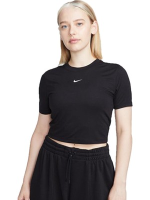 Nike Kadın Dar Kesim Günlük Crop Sportswear Essential FB2873-010 Siyah