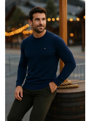 Comstar Erkek Basic Kışlık Uzun Lacivert Kazak