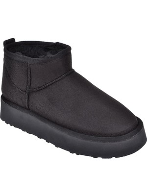 Pullman Kalın Taban Içi Müflonlu Kadın Bot PLM-201   Siyah