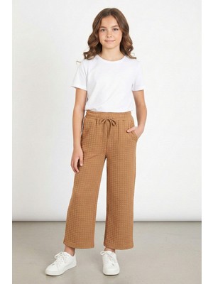 Kinderos Kareli Bol Paça Yüksek Bel Kız Çocuk Pantolon - 26K 1643