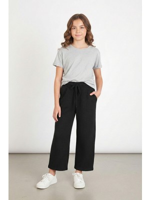 Kinderos Kareli Bol Paça Yüksek Bel Kız Çocuk Pantolon - 26K 1643