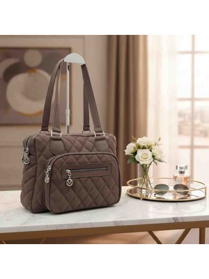 Kadın Kol Çantası Çok Gözlü kahverengi