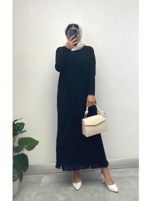 Nisum Moda Eteği Püsküllü Uzun Triko Elbise