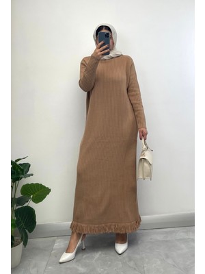 Nisum Moda Eteği Püsküllü Uzun Triko Elbise