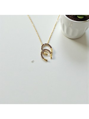 Nova Grup Nal Figürlü Siyah Taşlı 14 Ayar Altın Kolye