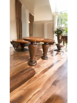 Açık Ceviz Renk Mantar Sehpa Takımı 2’li Ahşap Yan Sehpa Seti