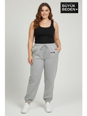 Superlife Kadın Büyük Beden Paça Lastikli Rahat Kalıp Ar Baskılı Ince Eşofman Altı SPR26BEAK951-1