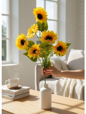 Nettenevime Yapay Çiçek Ayçiçeği Sarı Sunflower Dekoratif Çiçek 75CM 6 K80AFALI