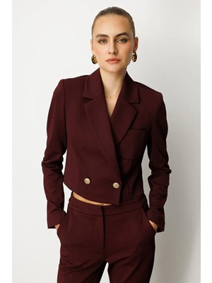 Ekol Kruvaze Yaka Crop Ceket 5029