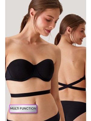Pierre Cardin Kadın 6027 Pisa Destekli Push-Up Straplez Multi Function Sütyen Siyah