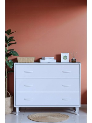 Eliusta Seçer 3 Çekmeceli 100 cm Banyo ve Mutfak Dolabı Beyaz 100X75X32,5 cm Çok Amaçlı Organizer Dolap