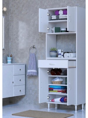 Eliusta Lora Beyaz Dolap 60 cm Genişliği ve 173 cm Yüksekliği Ile Dikey Depolama Ünitesi 60X173X32,5 cm