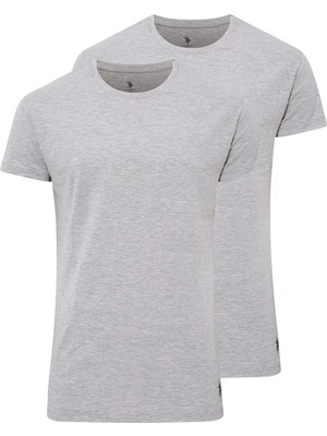 U.S. Polo Assn. U.s Polo Assn. 80197 Erkek 2'li Yuvarlak Yaka Yarım Kol Atlet-Gri