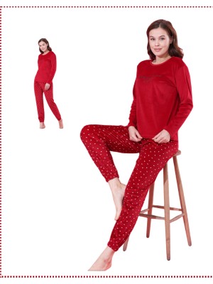 Modella Life Desenli Kadife Kışlık Kadın Pijama Takımı