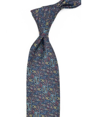 Kravatkolik Çok Renkli Şal Desen Baskılı Mendilli Klasik Kravat KK13340