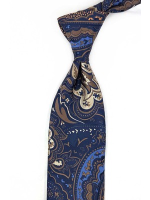 Kravatkolik Lacivert Şal Desen Mendilli Klasik Kravat KK13315