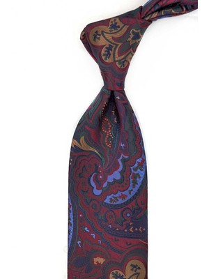 Kravatkolik Bordo - Çok Renkli Şal Desen Mendilli Klasik Kravat KK13318