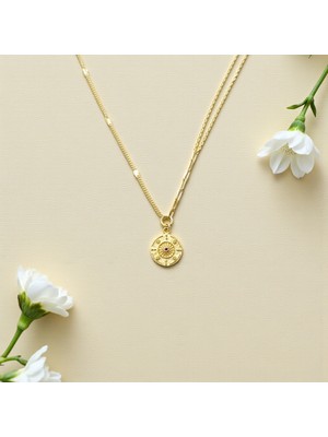 Nova Grup Tarot Figürlü Yuvarlak 14 Ayar Altın Kolye