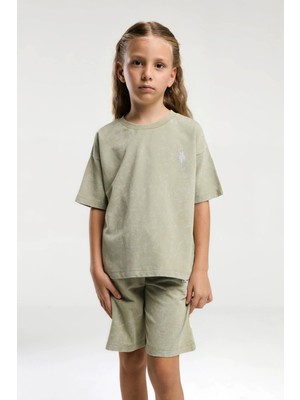 U.S. Polo Assn. Kız Çocuk Yeşil Bermuda Takım