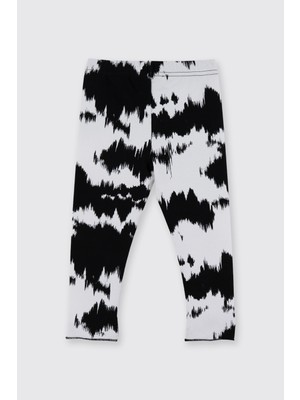 Panço Kız Bebek Desenli Siyah Tayt Normal Bel Günlük Kullanım İçin Rahat ve Şık