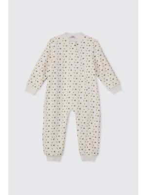 Panço Kız Bebek Desenli Ekru Uyku Tulumu