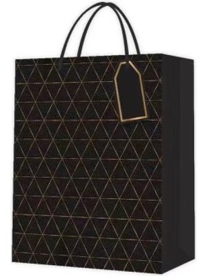 AyrStore Siyah Desenli Büyük Boy Karton Çanta