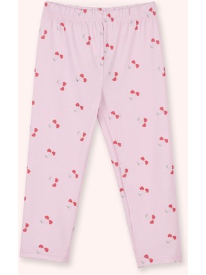 Panço Kız Bebek Desenli Pembe Tayt