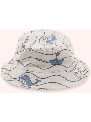 Panço Erkek Çocuk Desenli Kumaş Beyaz Şapka