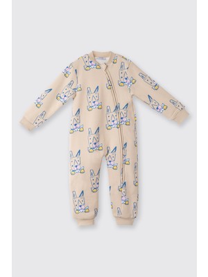 Panço Unisex Bebek Desenli Bej Uyku Tulumu