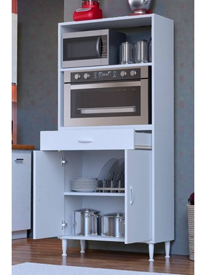 Eliusta Lunera G:70 cm Beyaz Mutfak Dolabı Çok Amaçlı Açık Bölmeli Fırın Mutfak Dolabı 70X163,4X32,5 cm