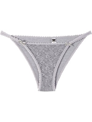 Tutku 12' Li Kadın Çift Biyeli Önü Tüllü Bikini Külot