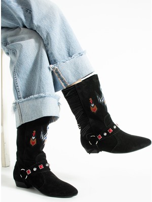 Bufu Audra Western Püsküllü Nakışlı Bot