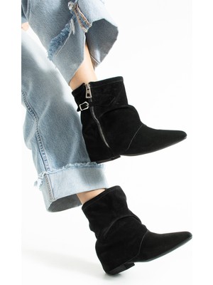 Bufu Eva Kadın Süet Detaylı Taba Düz Topuk Günlük Bot