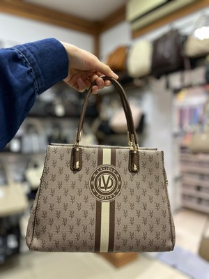 Levidor Camel Monogram Desenli  Kadın El Çantası -930361