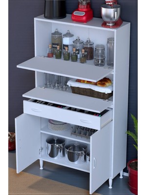 Eliusta Solaira 90 cm Genişlik Kapaklı Mutfak Dolabı 4 Kapaklı, Çekmeceli Çok Amaçlı Mutfak/banyo Dolabı