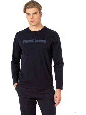 Pierre Cardin 6093 Erkek Uzun Kollu Bisiklet Yaka Pijama Takımı-Lacivert
