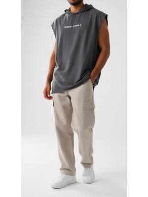 Bumerangspor Erkek Kapüşonlu Kolsuz Oversize  Fitness T-Shirt