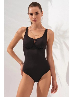 Dorelux Riva Balenli Büyük Beden Mayo Siyah DLX-231129