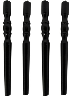 Hamadex 41 cm Torna Siyah Ahşap Ayak (4 Adet )  Konik,sehpa / Masa Ayağı + Bağlantı Aparatı