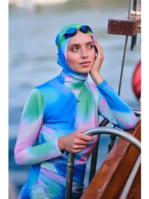 Dorelux Desenli Anvelop Etek Detaylı Tesettür Mayo DLX-24617