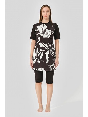 Dorelux Patchwork Reglan Yarım Kol Yarı Kapalı Mayo DLX-24707