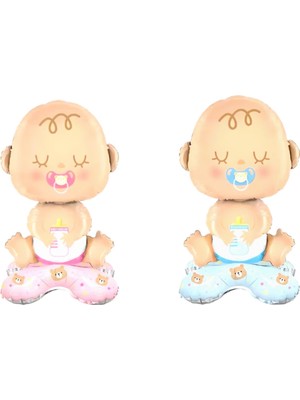 Cinsiyet Belirleme Partisi Kız Mı Erkek Mi Boy Or Girl Ayaklı Mavi Erkek Bebek ve Pembe Kız Bebek