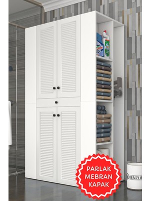 Kenzlife Membran Çamaşır-Kurutma Makinesi Dolabı Biruni Byzbyz Panjur 187*110*60 Mebran Kapak Mdf Gövde